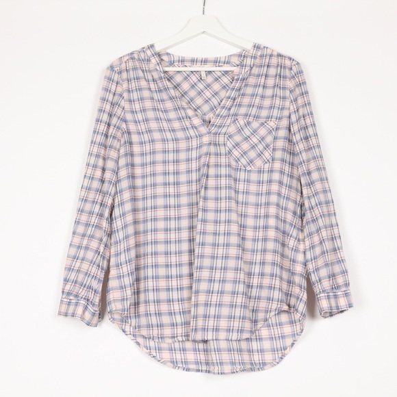 Joie Plaid Popover Top - Picture 1 of 7